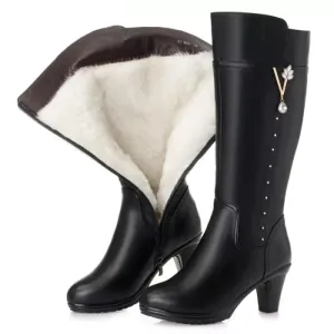 Women Knee High Boots Warm Wool Plush