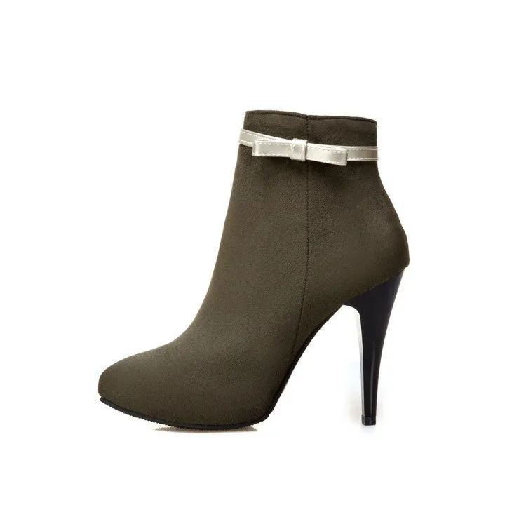 Women Knot Zipper Stiletto High Heel Ankle Boots