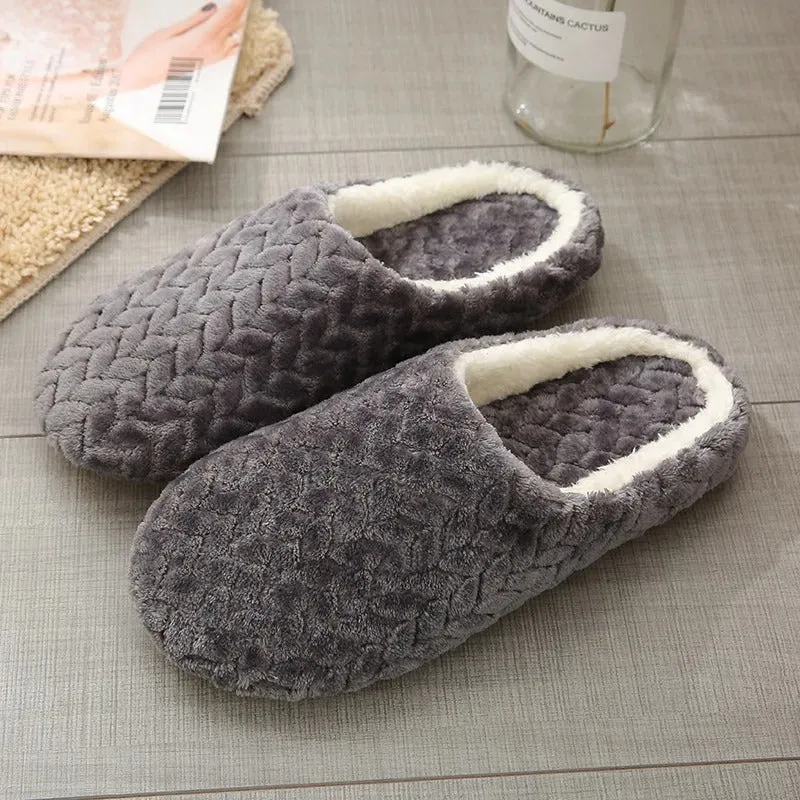 Women's Solid Color Textured Fuzzy Bedroom Slippers