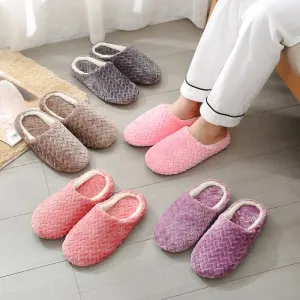 Women's Solid Color Textured Fuzzy Bedroom Slippers