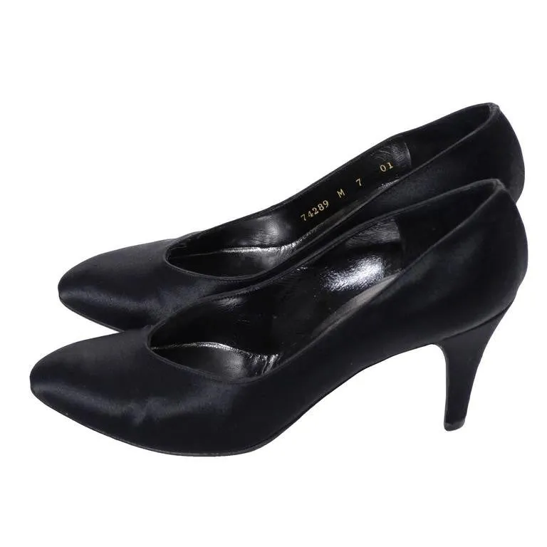 Yves Saint Laurent YSL Black Satin Heels 7M