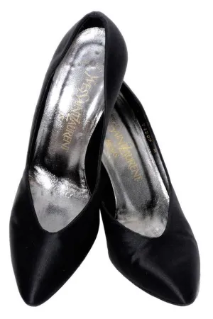 Yves Saint Laurent YSL Black Satin Heels 7M