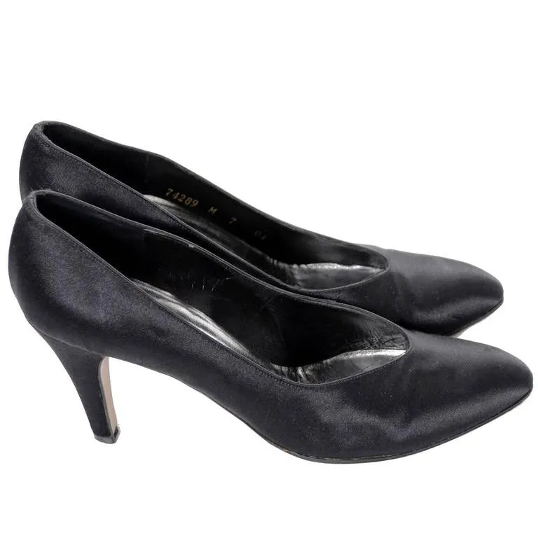 Yves Saint Laurent YSL Black Satin Heels 7M