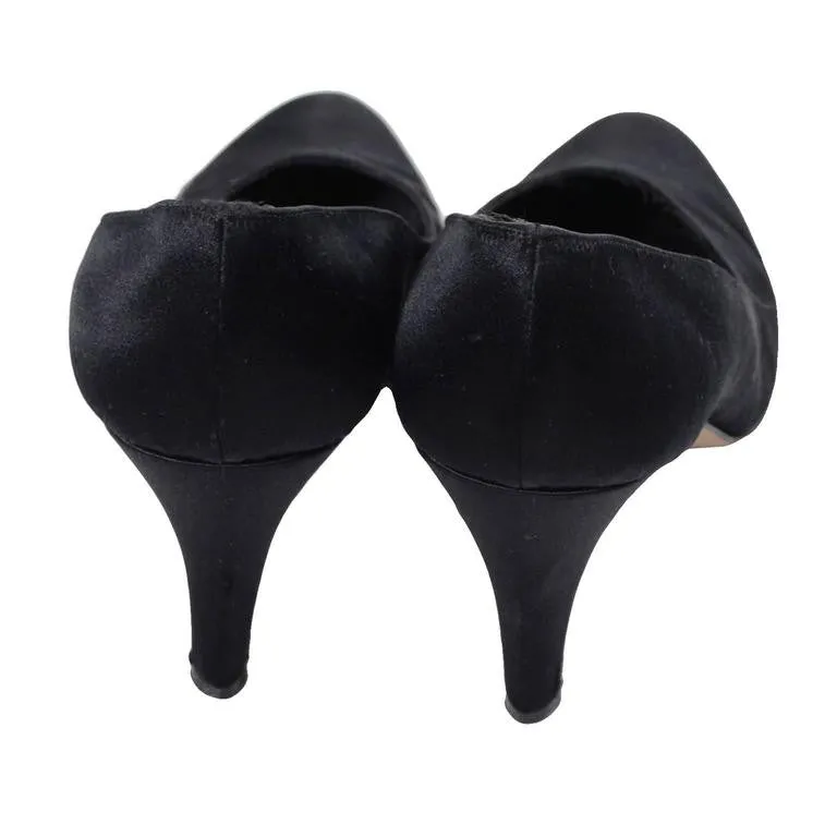 Yves Saint Laurent YSL Black Satin Heels 7M